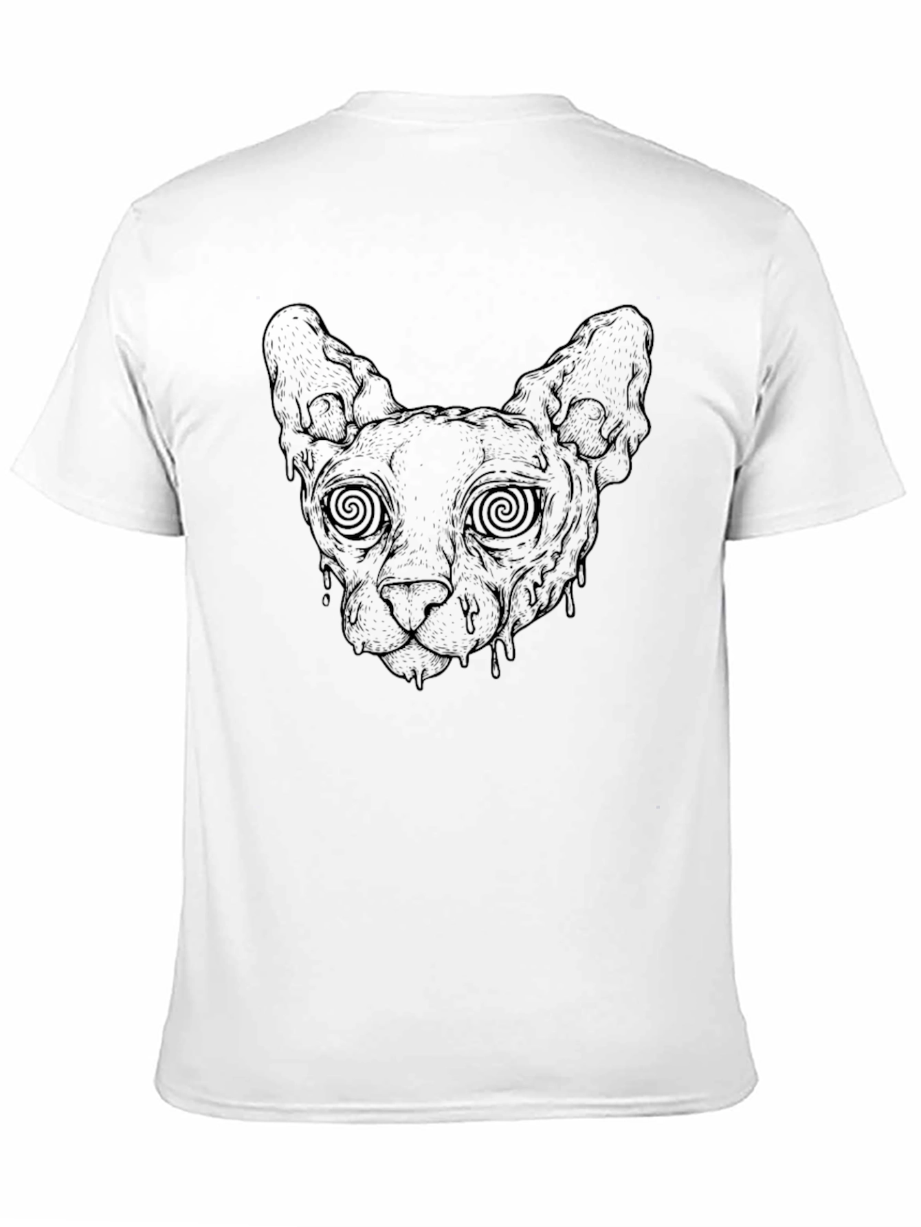 Hypnotic Cat Head Graphic Black T-Shirt