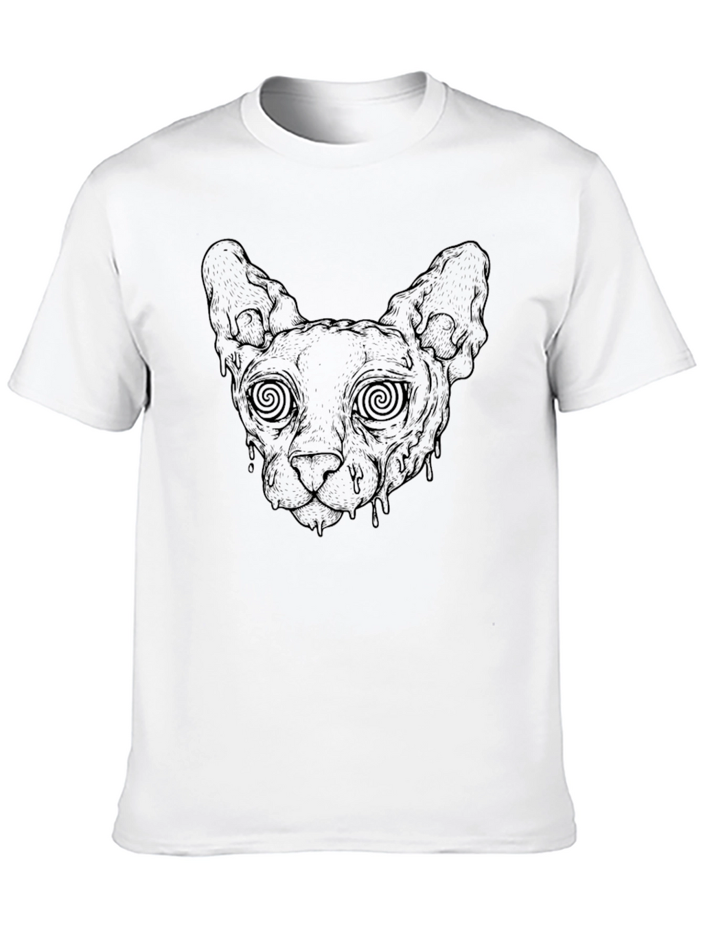 Hypnotic Cat Head Graphic Black T-Shirt