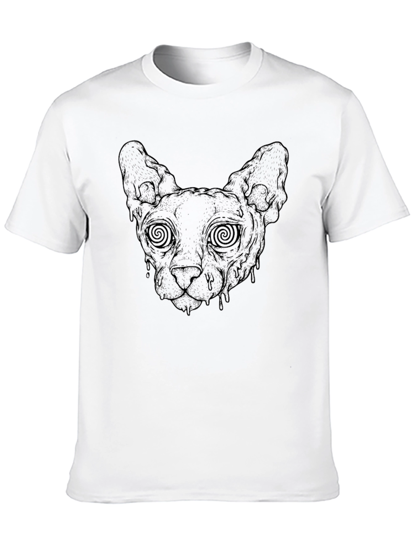 Hypnotic Cat Head Graphic Black T-Shirt