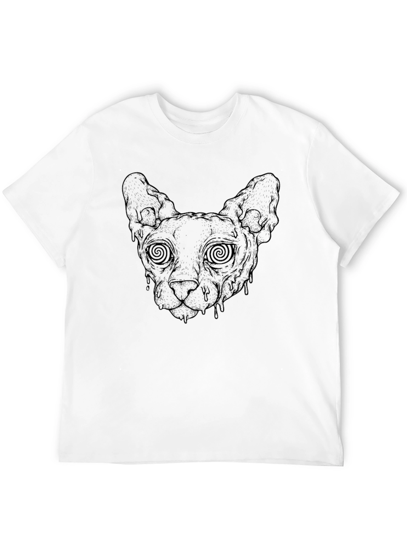 Hypnotic Cat Head Graphic Black T-Shirt