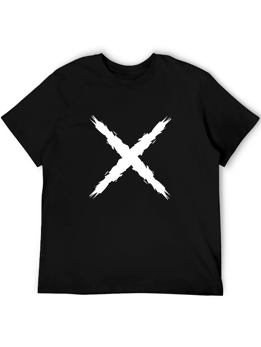 Mens Black T-Shirt with White X Design