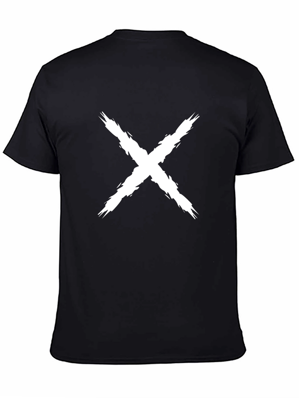 Mens Black T-Shirt with White X Design