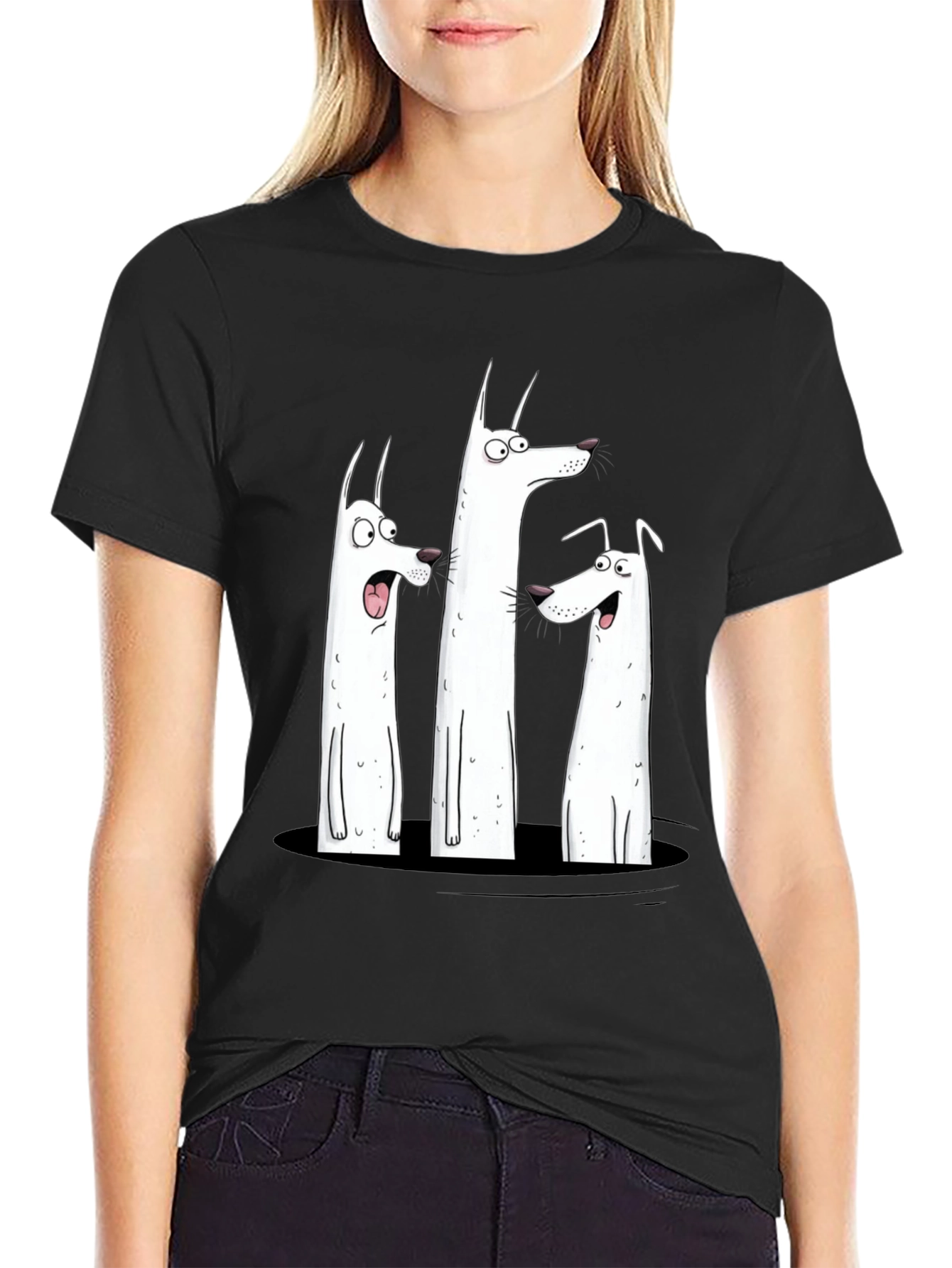 Funny Dog Graphic Print Black T-Shirt