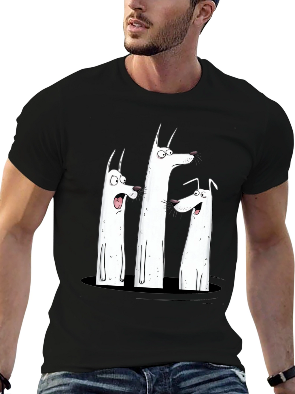Funny Dog Graphic Print Black T-Shirt
