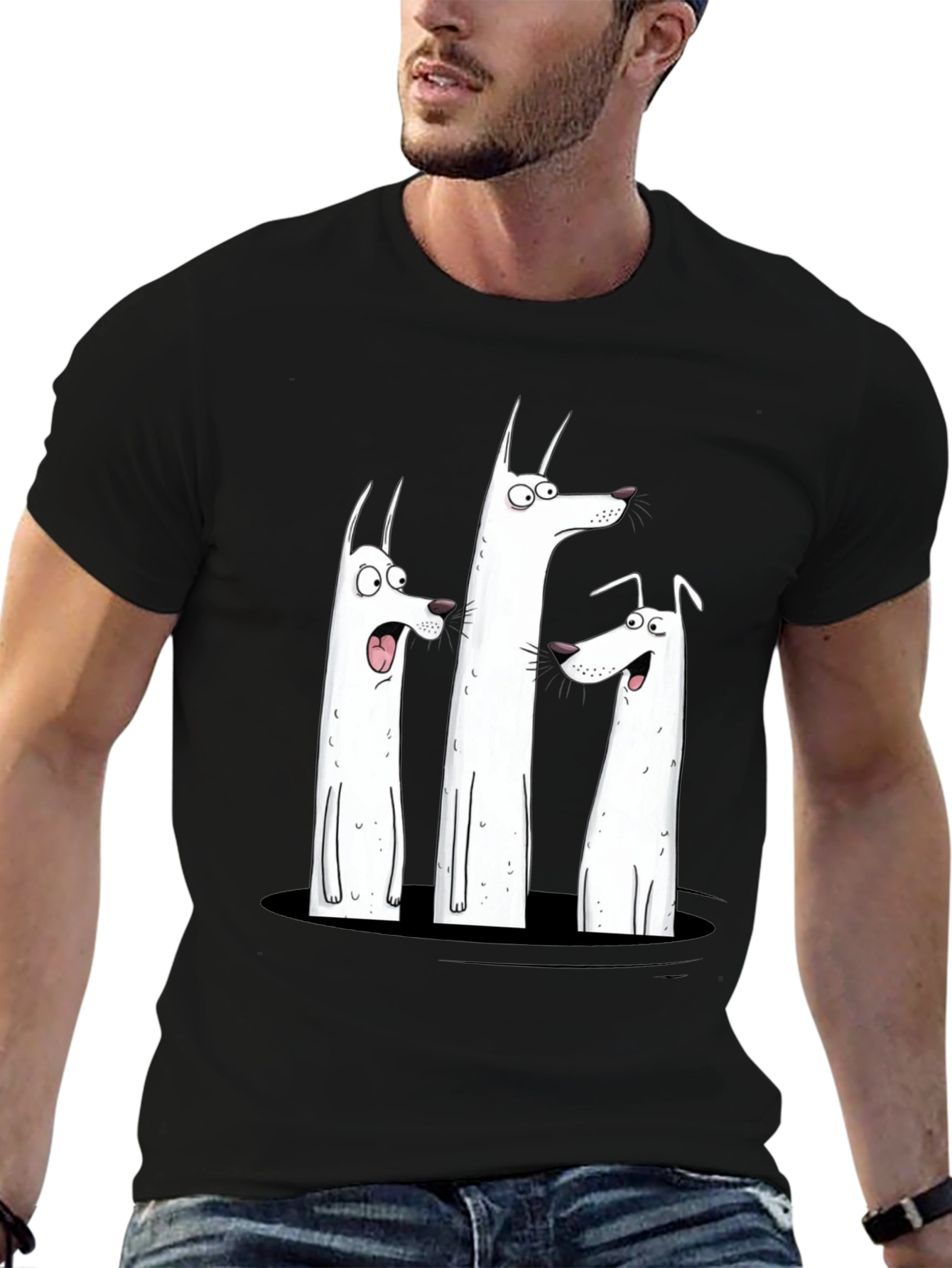 Funny Dog Graphic Print Black T-Shirt