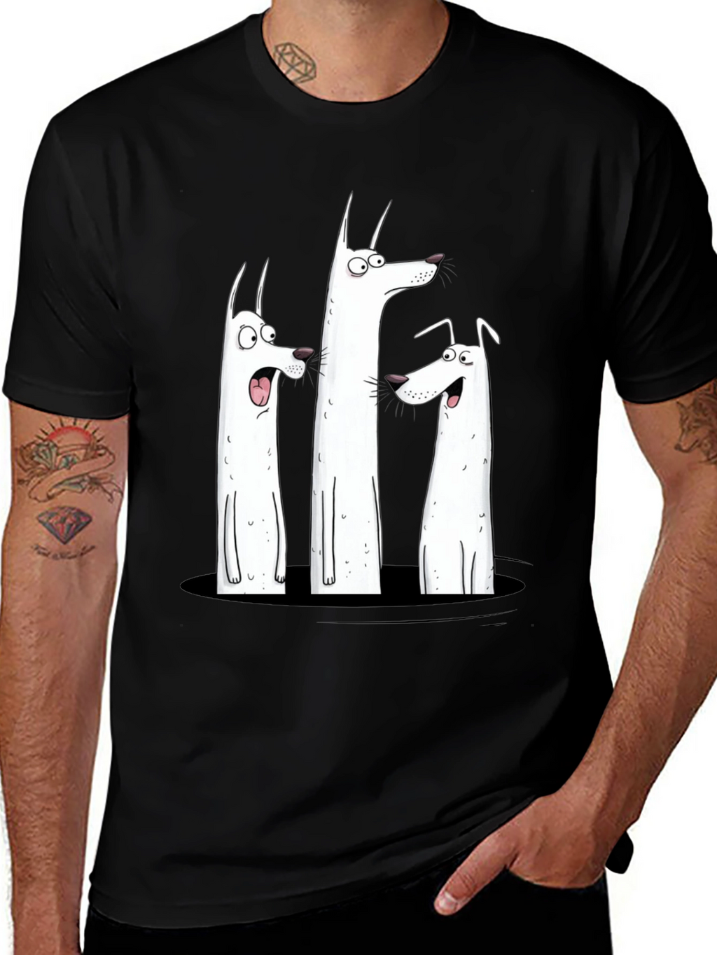 Funny Dog Graphic Print Black T-Shirt