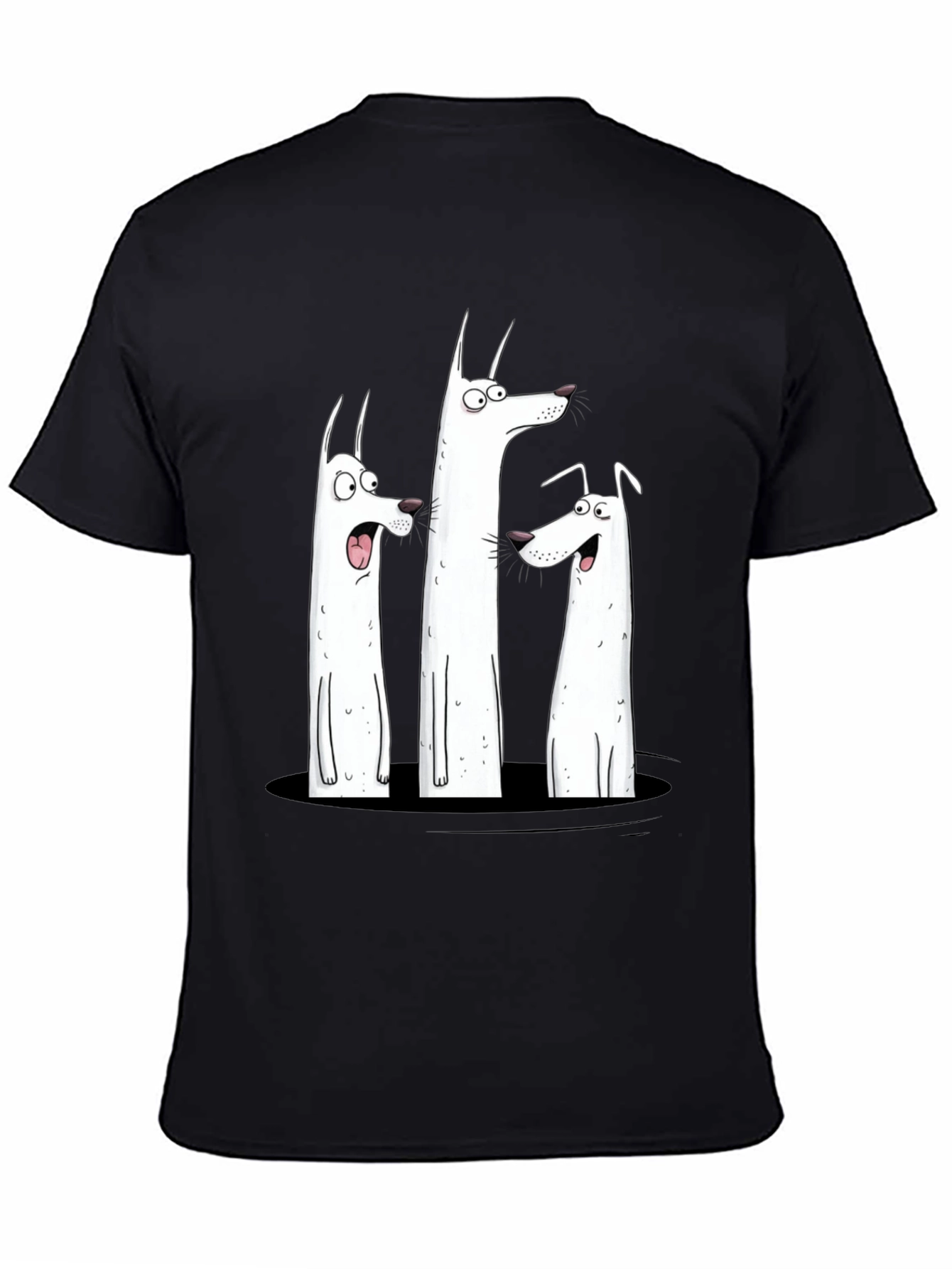 Funny Dog Graphic Print Black T-Shirt