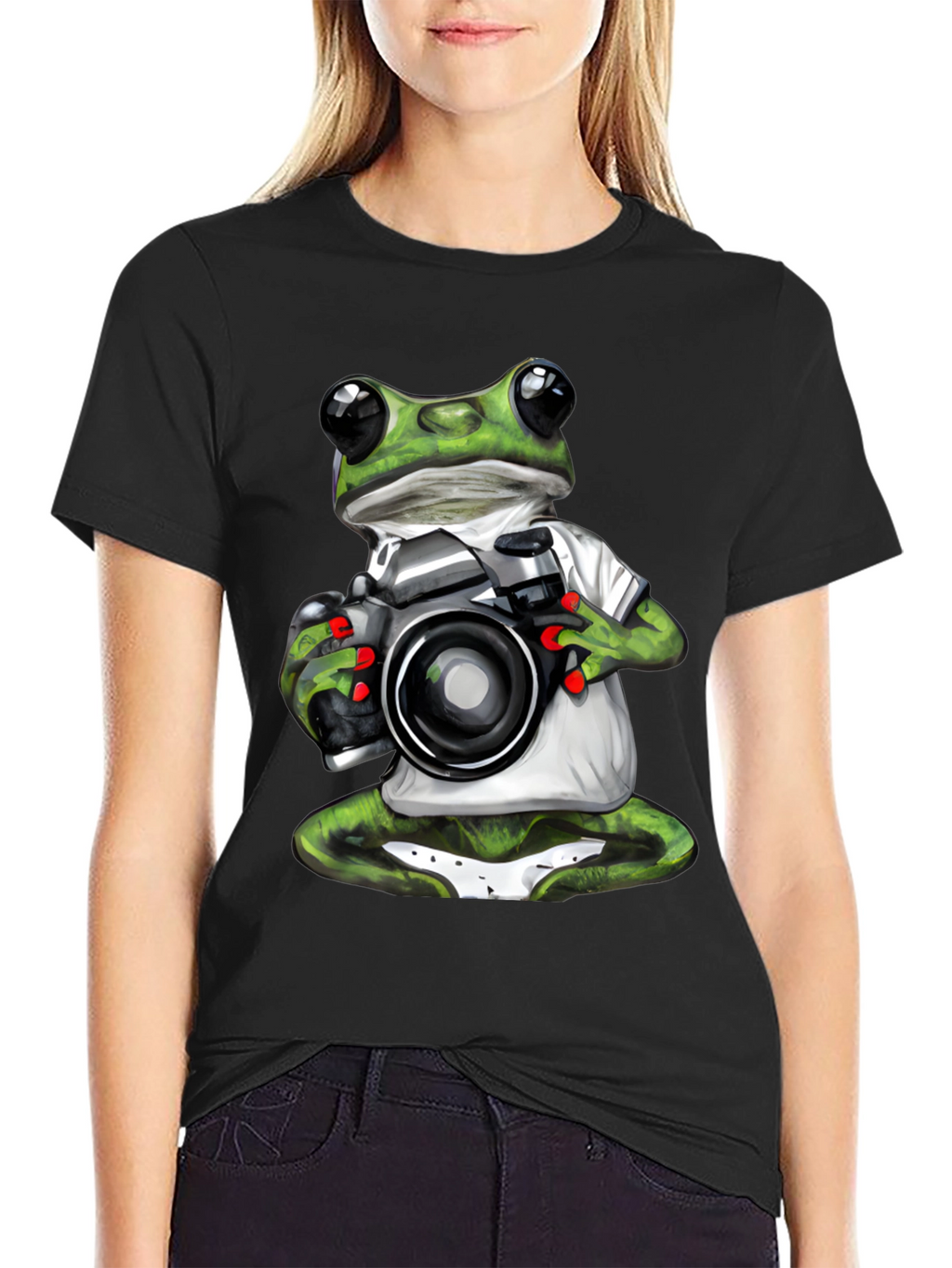 Frog Photographer Graphic T-Shirt - Unique Novelty Tee
