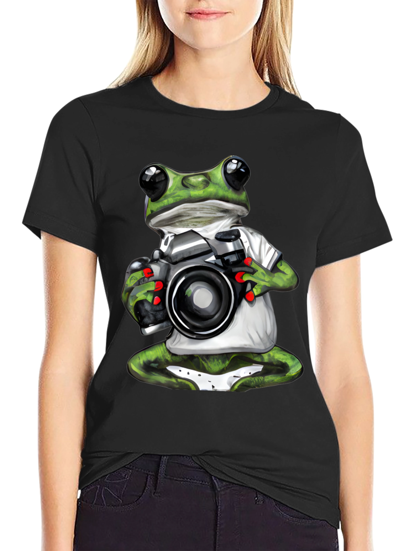 Frog Photographer Graphic T-Shirt - Unique Novelty Tee