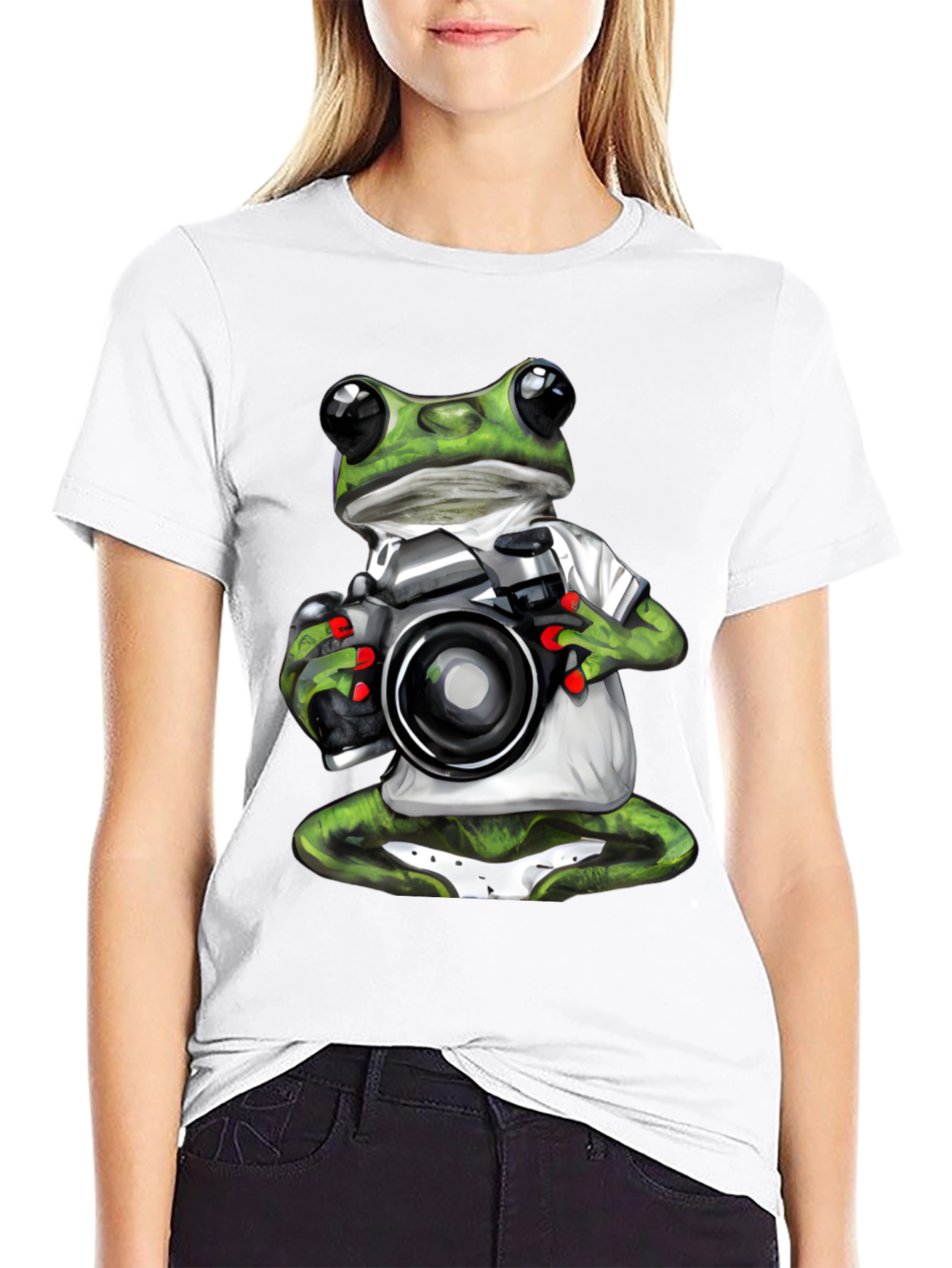 Frog Photographer Graphic T-Shirt - Unique Novelty Tee