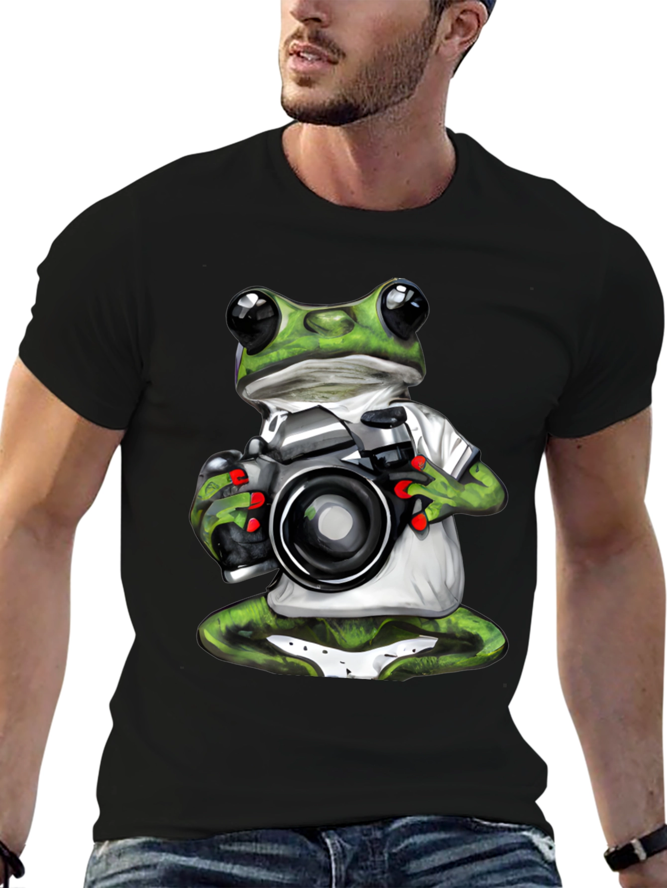 Frog Photographer Graphic T-Shirt - Unique Novelty Tee