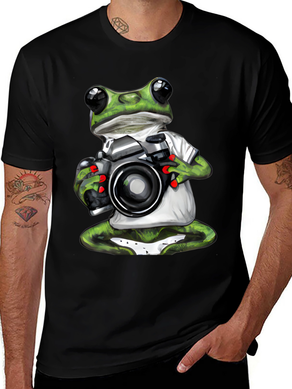 Frog Photographer Graphic T-Shirt - Unique Novelty Tee