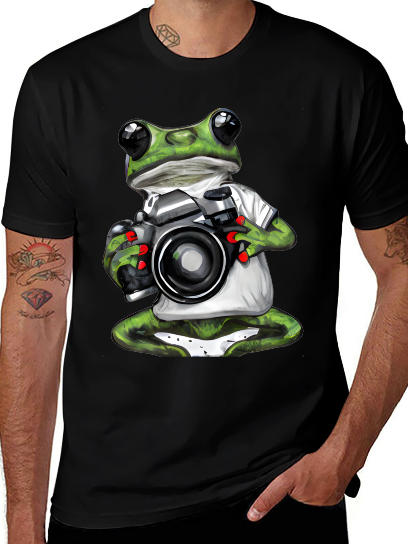 Frog Photographer Graphic T-Shirt - Unique Novelty Tee
