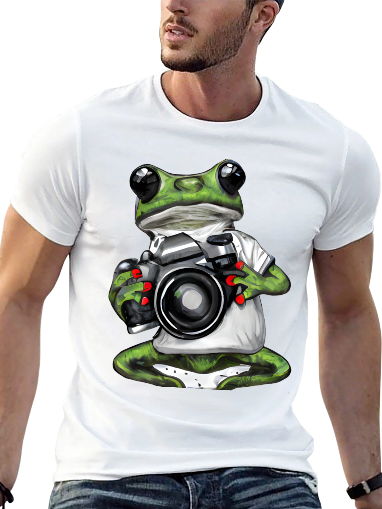 Frog Photographer Graphic T-Shirt - Unique Novelty Tee