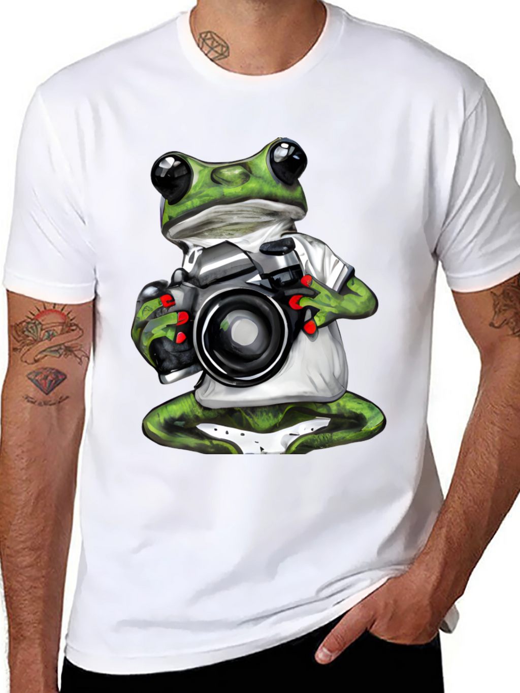 Frog Photographer Graphic T-Shirt - Unique Novelty Tee