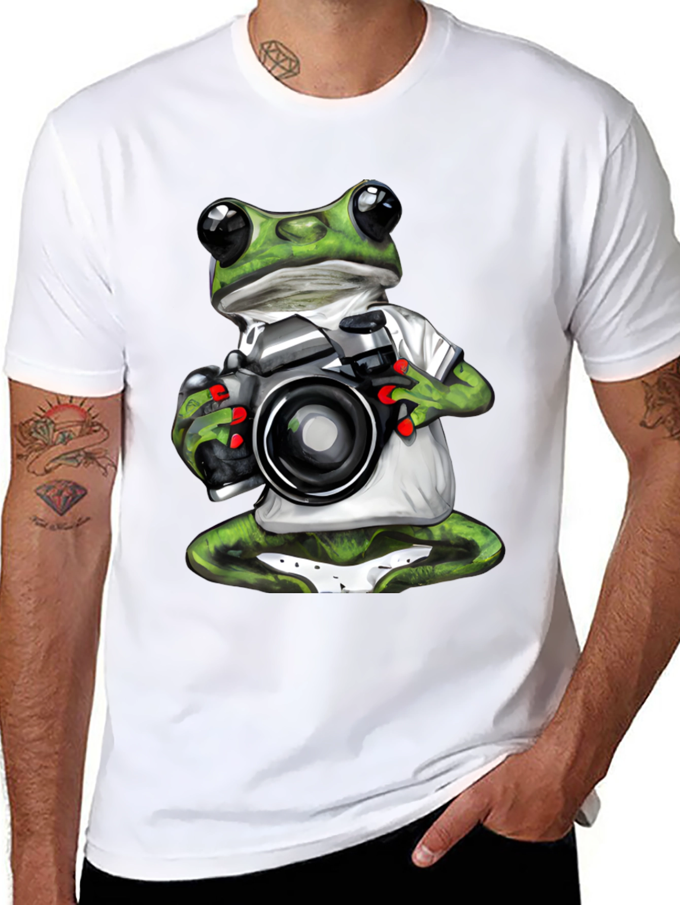 Frog Photographer Graphic T-Shirt - Unique Novelty Tee