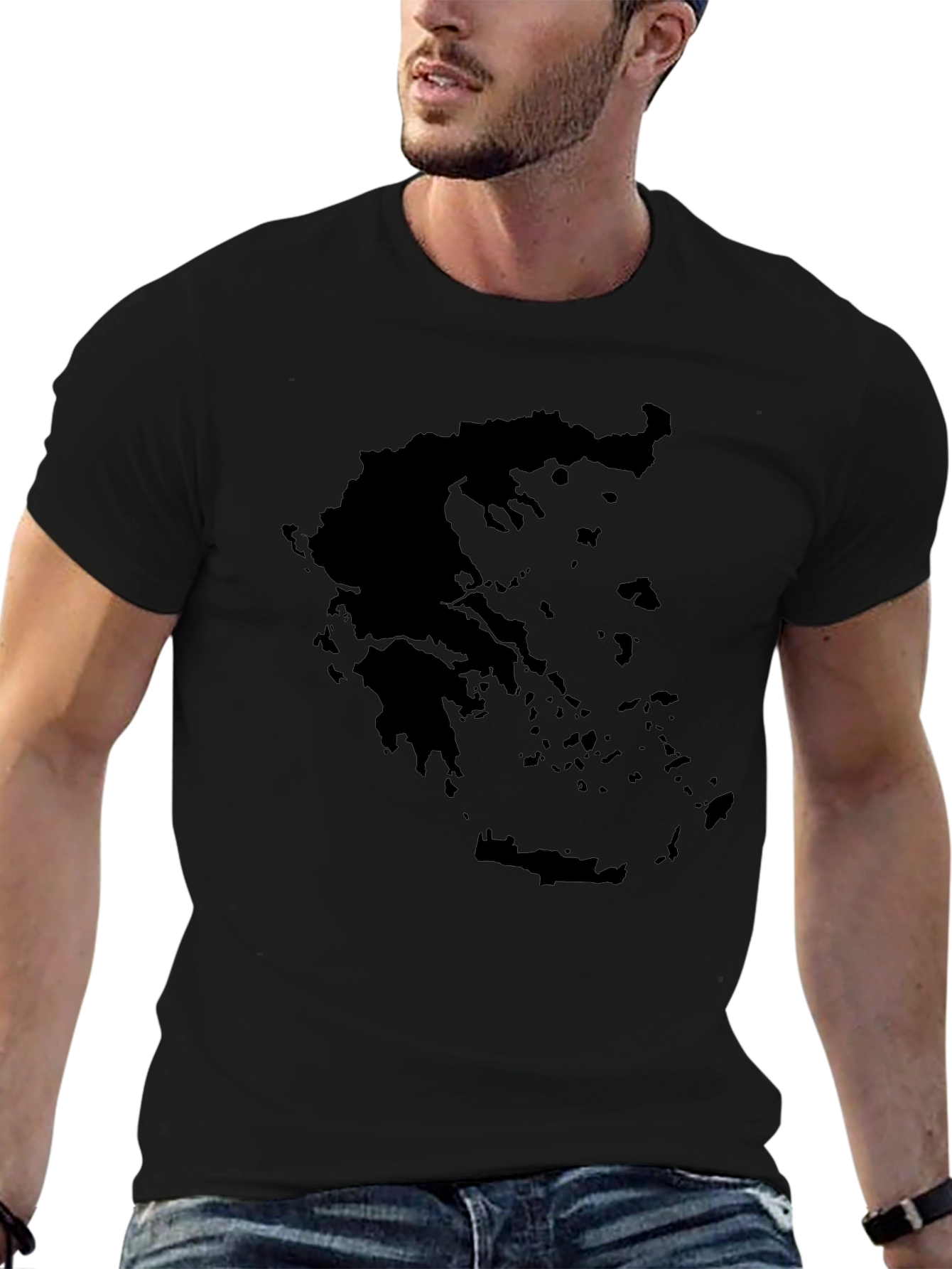 Greece Map Silhouette Black Graphic Tee