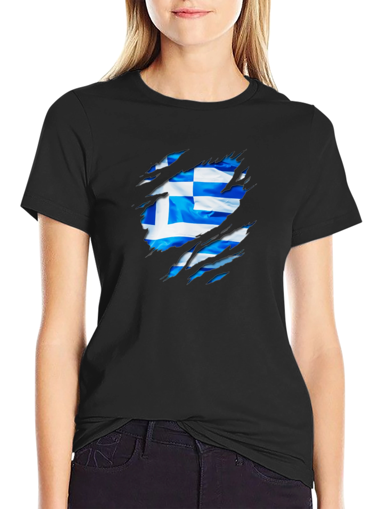 Greek Flag Ripped T-Shirt - Show Your Heritage