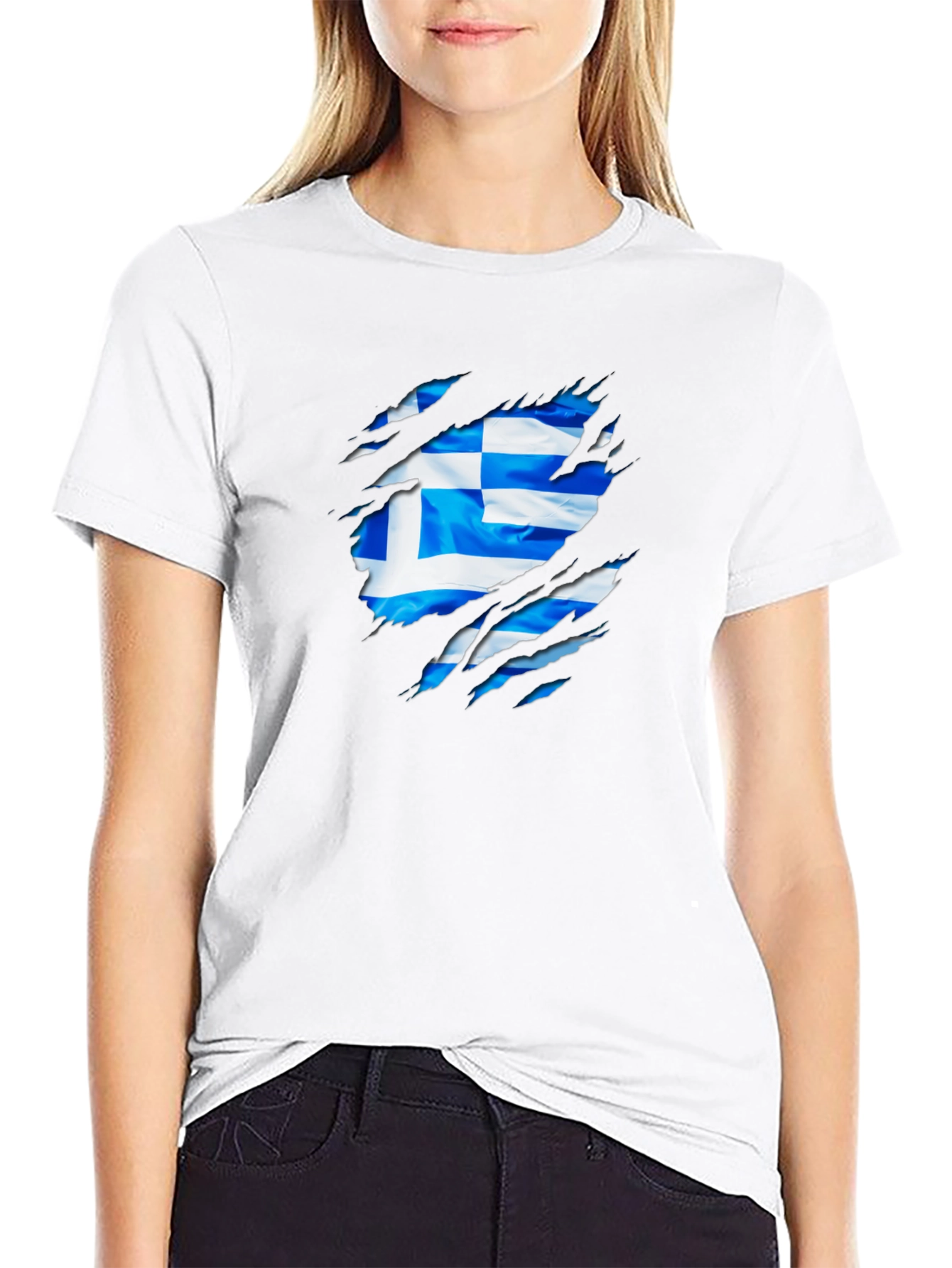 Greek Flag Ripped T-Shirt - Show Your Heritage