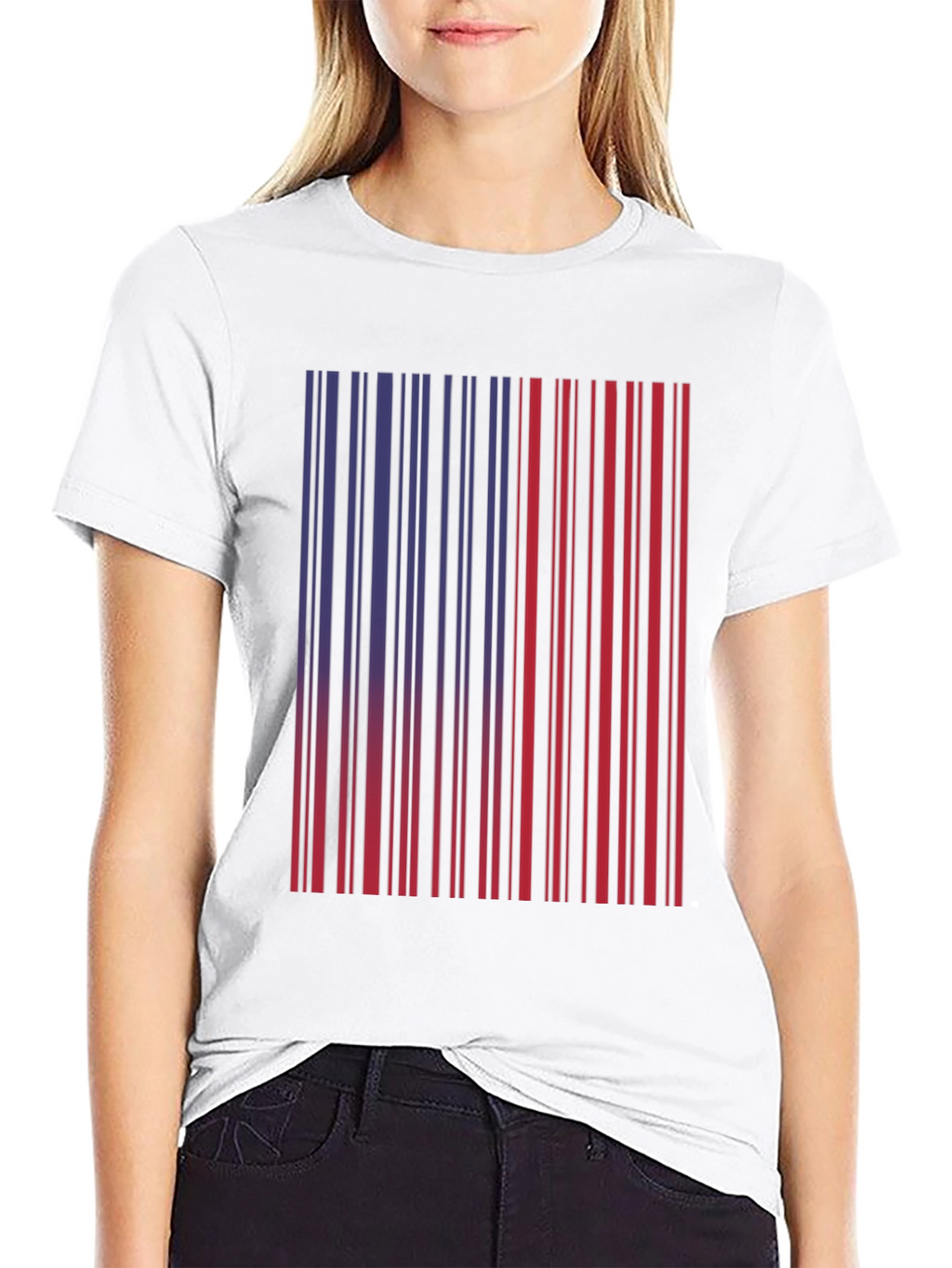 Barcode Graphic Tee - Unique Red & Blue Design