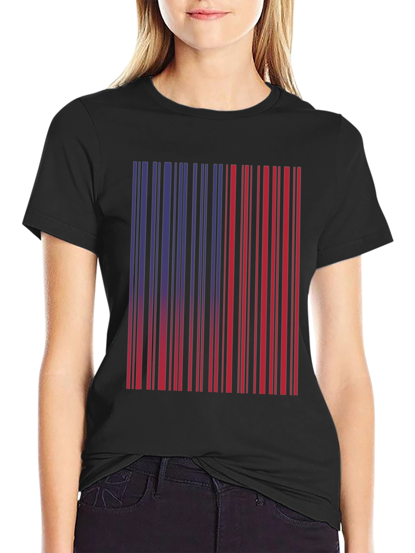 Barcode Graphic Tee - Unique Red & Blue Design