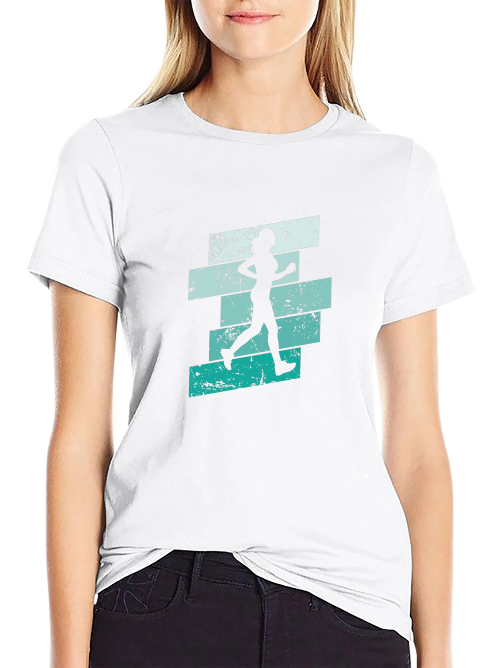 Running Woman Graphic T-Shirt - Cool Retro Design