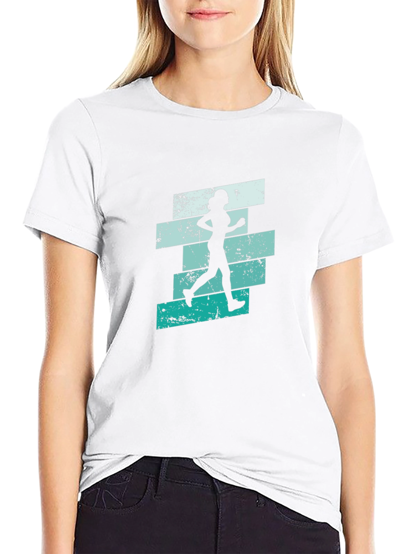 Running Woman Graphic T-Shirt - Cool Retro Design