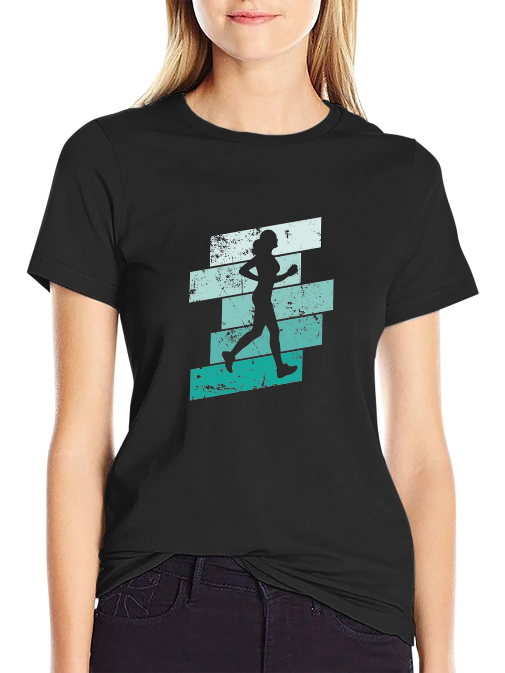 Running Woman Graphic T-Shirt - Cool Retro Design