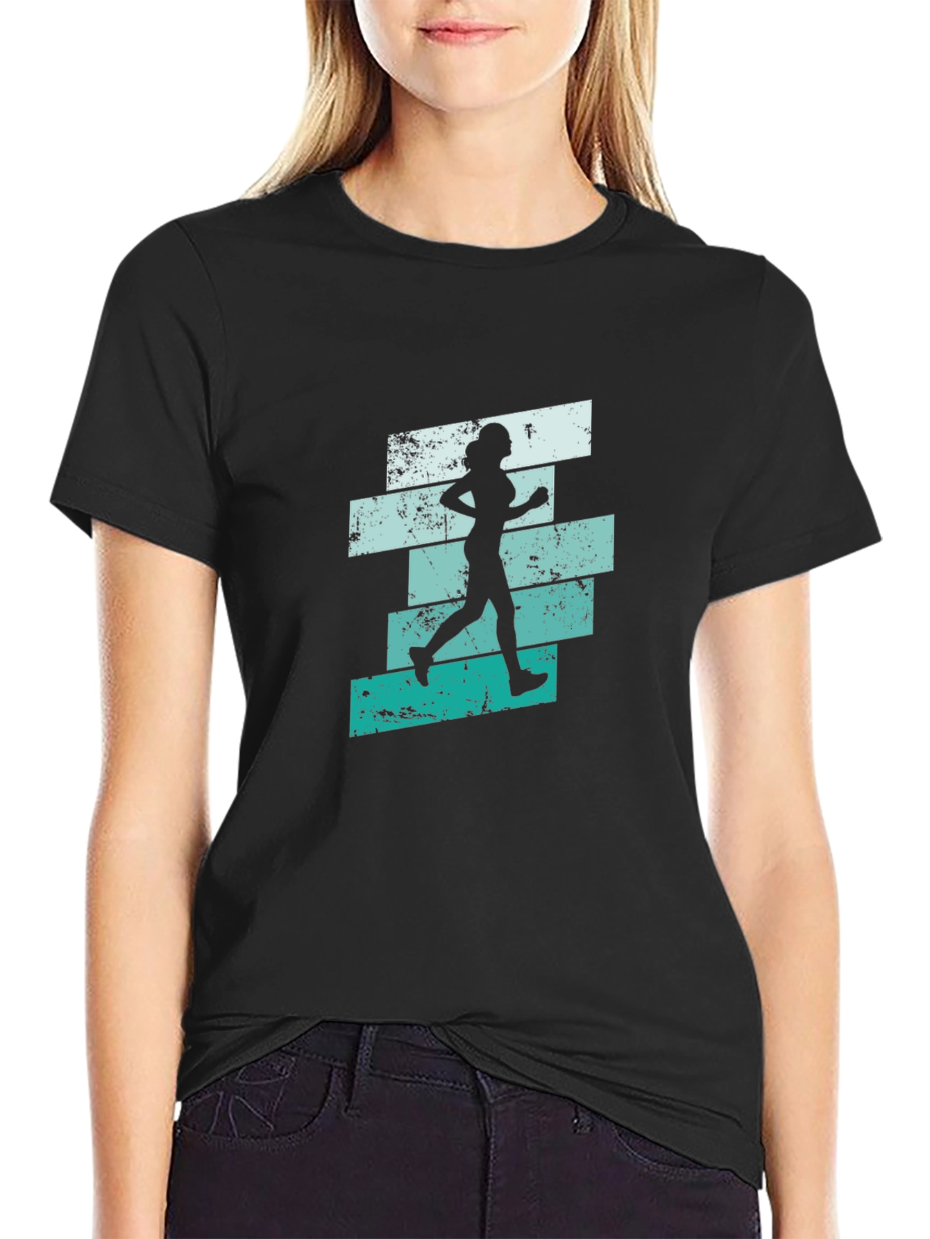 Running Woman Graphic T-Shirt - Cool Retro Design