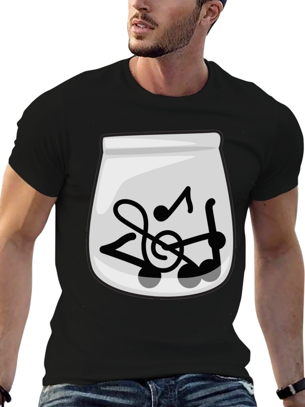 Musical Notes Graphic Tee - Trendy Black T-Shirt