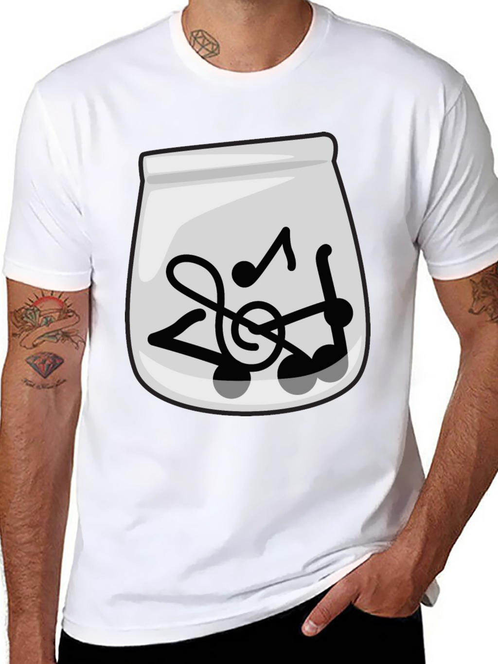 Musical Notes Graphic Tee - Trendy Black T-Shirt