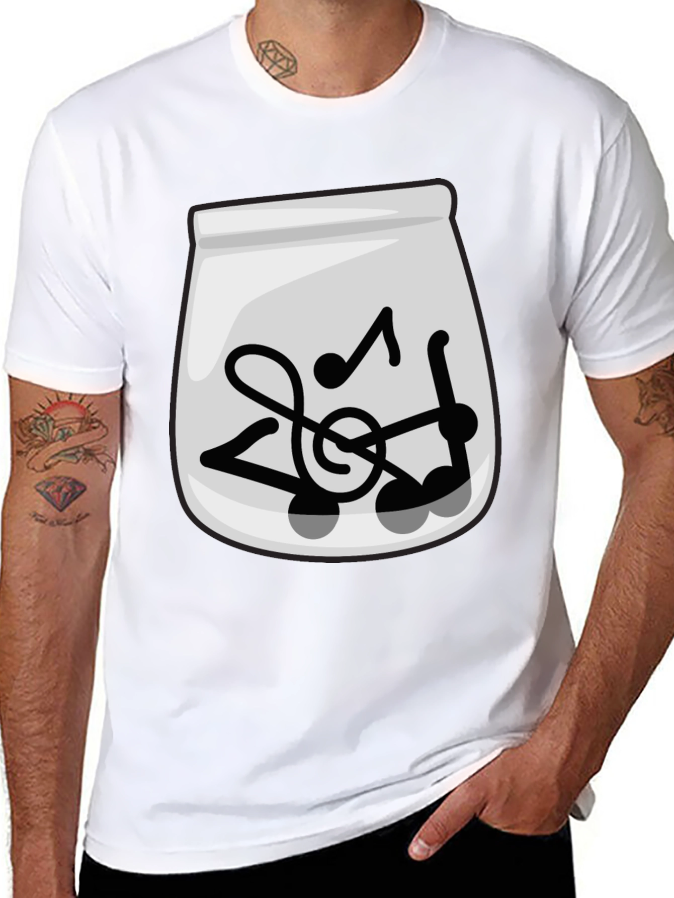 Musical Notes Graphic Tee - Trendy Black T-Shirt