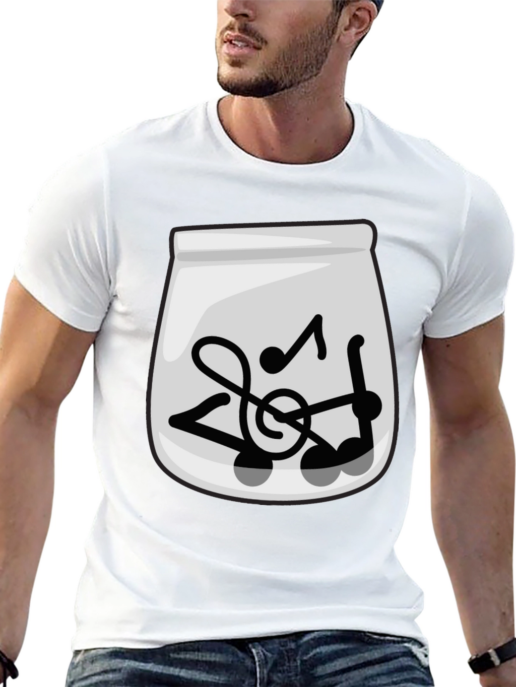 Musical Notes Graphic Tee - Trendy Black T-Shirt
