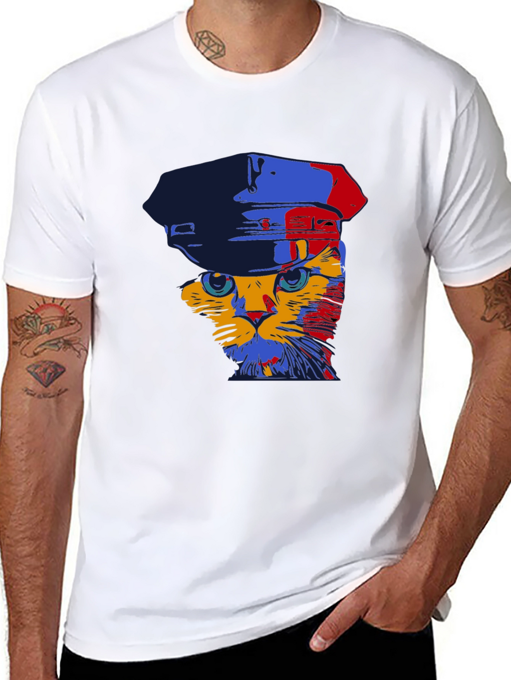Cat in Hat Graphic Tee - Mens Black T-Shirt