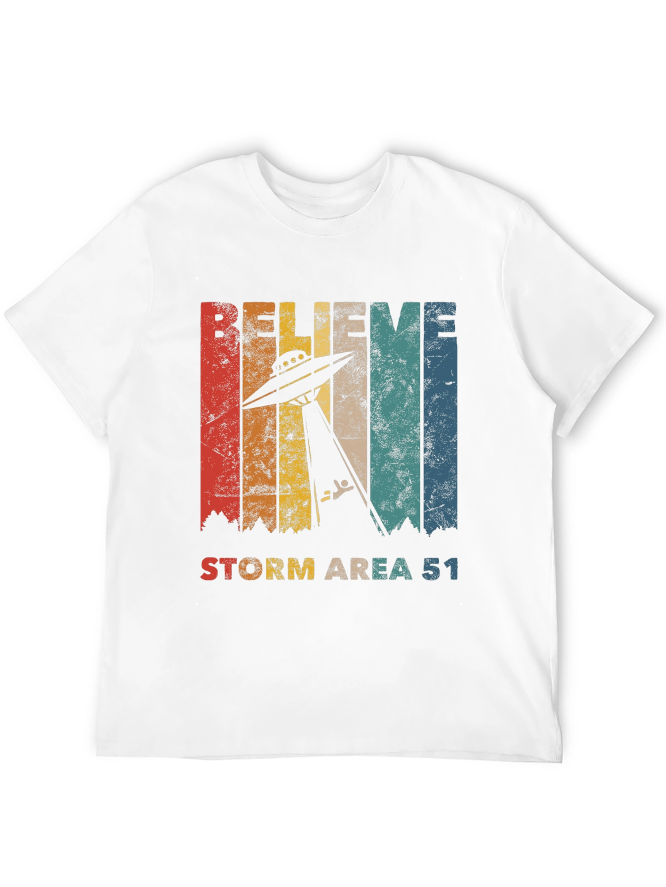 Believe Storm Area 51 T-Shirt - Retro UFO Abduction Tee