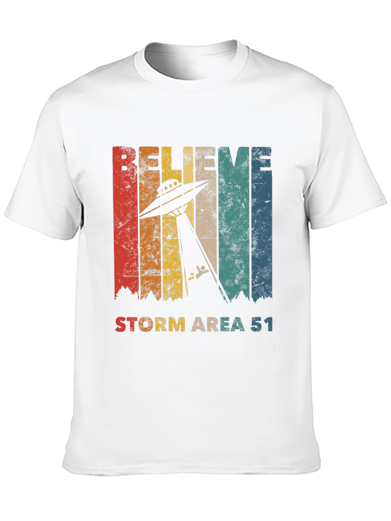 Believe Storm Area 51 T-Shirt - Retro UFO Abduction Tee