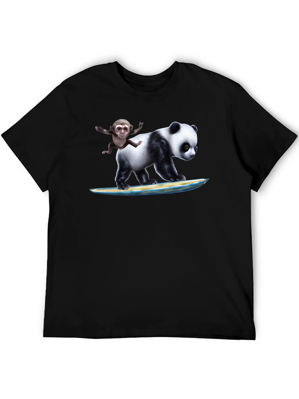 Panda & Monkey Surfing T-Shirt - Unique Design