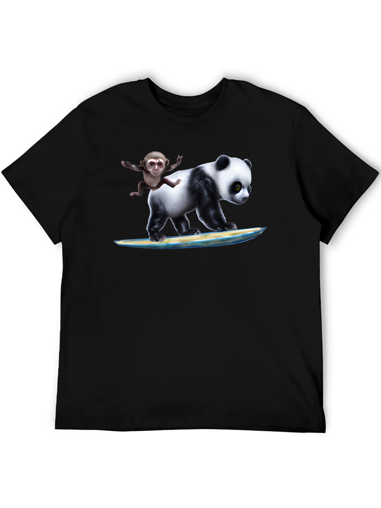 Panda & Monkey Surfing T-Shirt - Unique Design