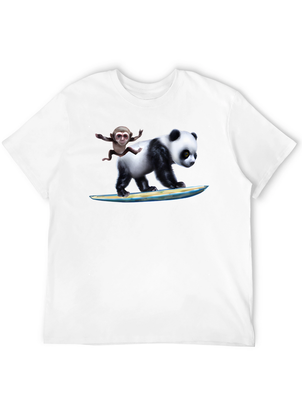 Panda & Monkey Surfing T-Shirt - Unique Design
