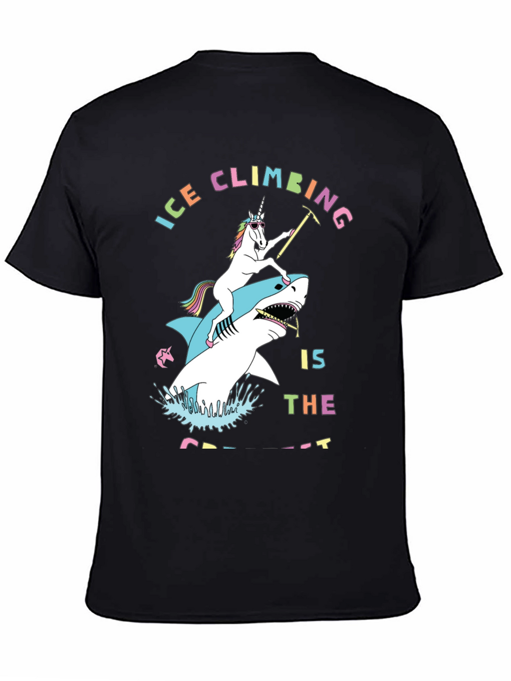 Ice Climbing Unicorn Shark Graphic T-Shirt