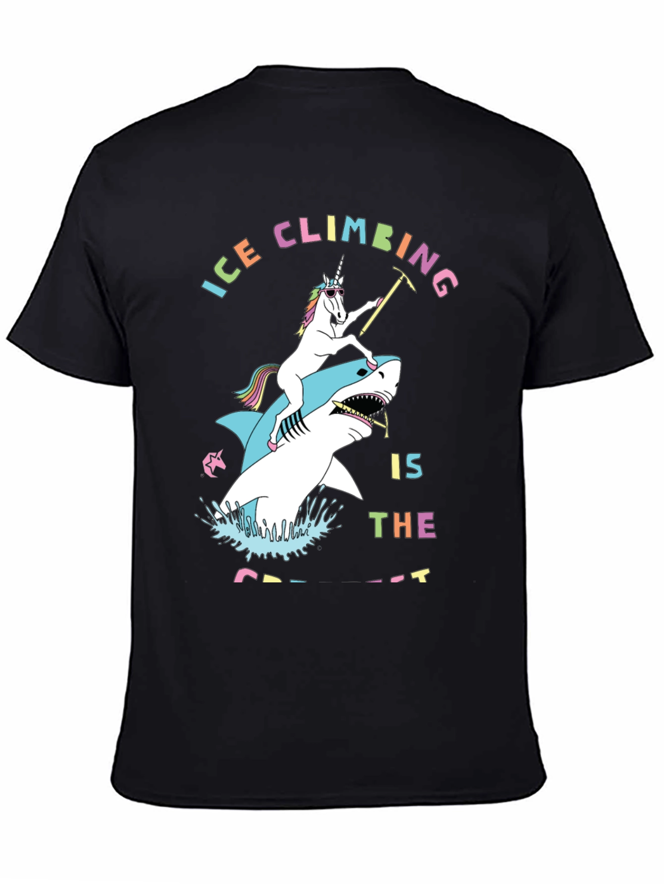 Ice Climbing Unicorn Shark Graphic T-Shirt