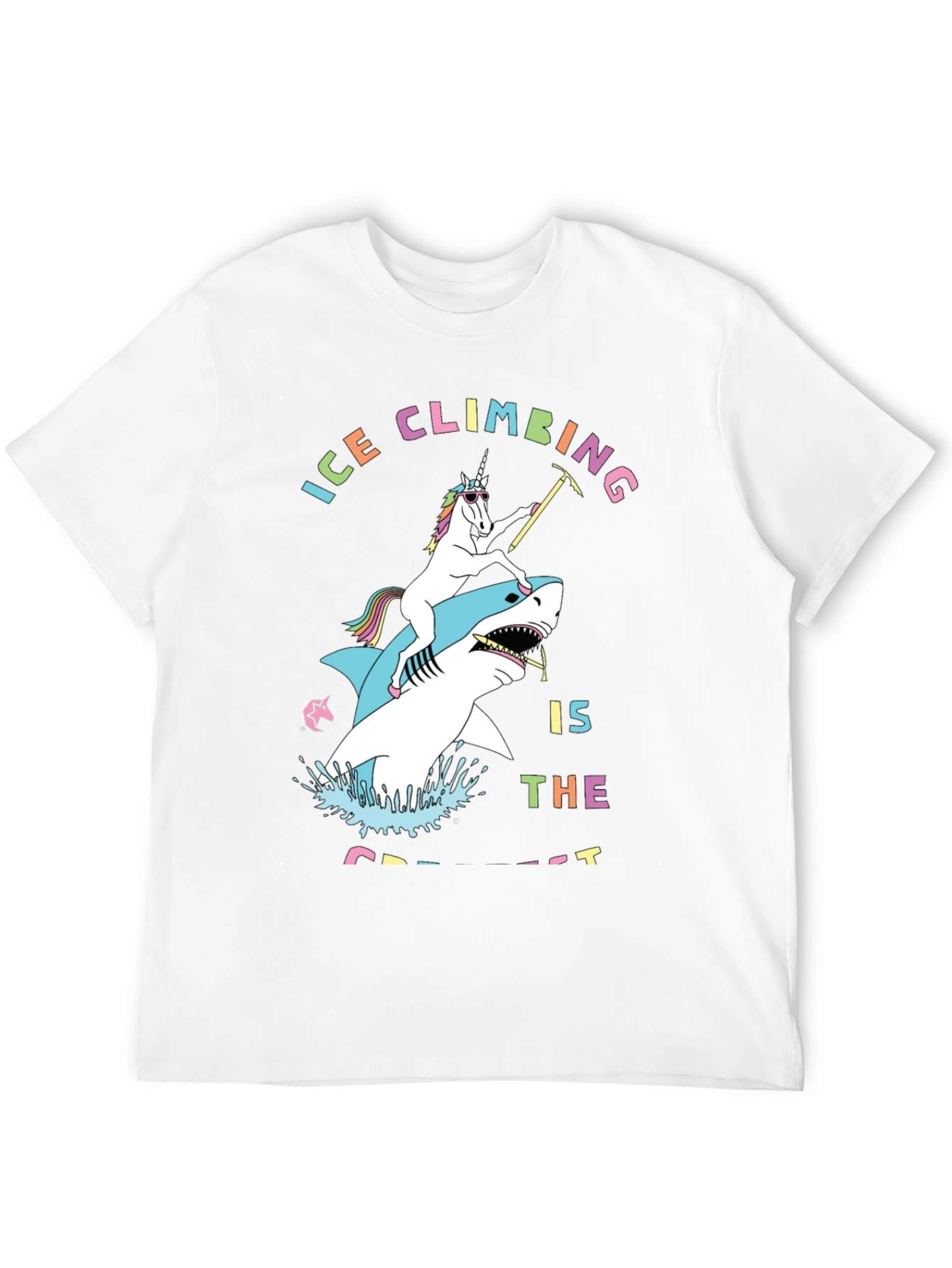 Ice Climbing Unicorn Shark Graphic T-Shirt