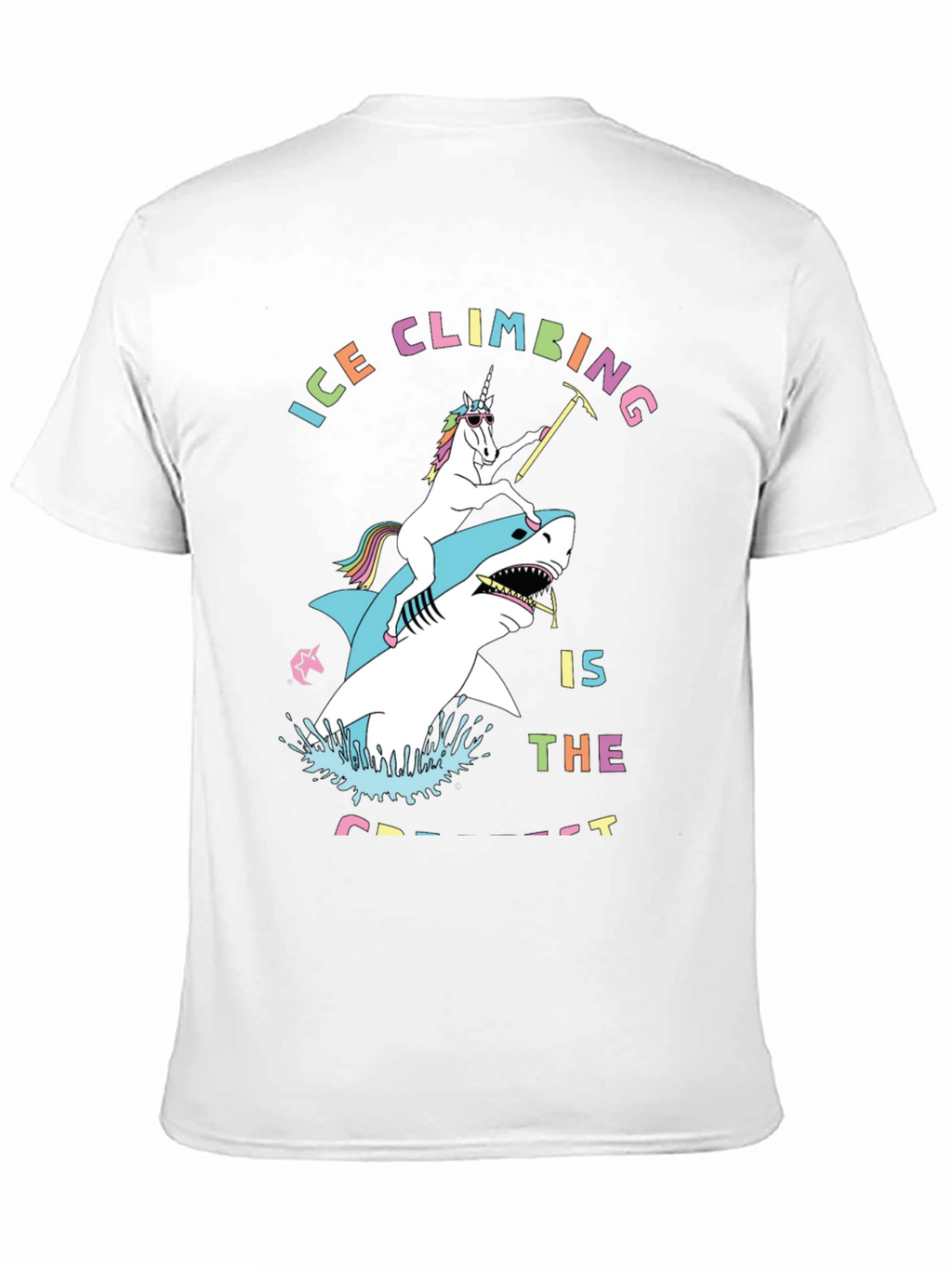 Ice Climbing Unicorn Shark Graphic T-Shirt