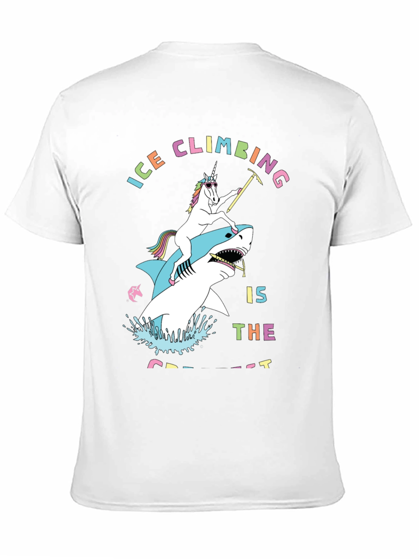 Ice Climbing Unicorn Shark Graphic T-Shirt