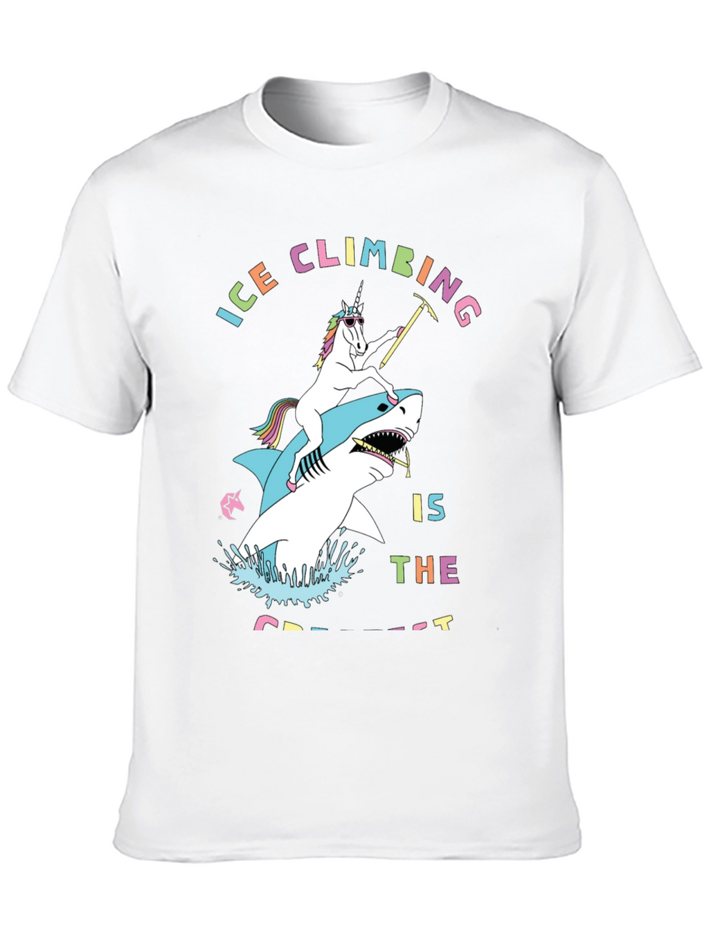 Ice Climbing Unicorn Shark Graphic T-Shirt