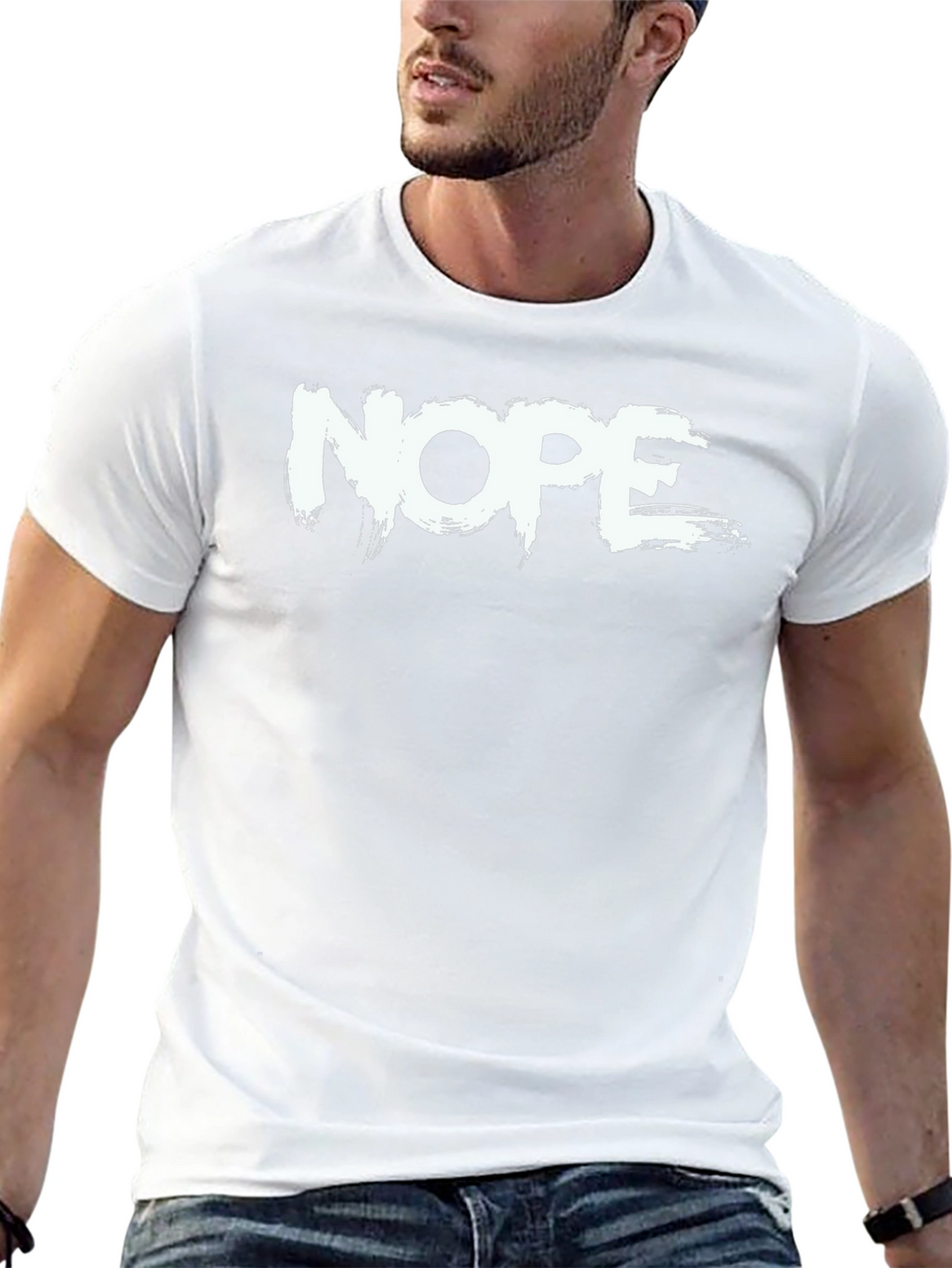 Nope Graphic T-Shirt - Casual Short Sleeve Tee