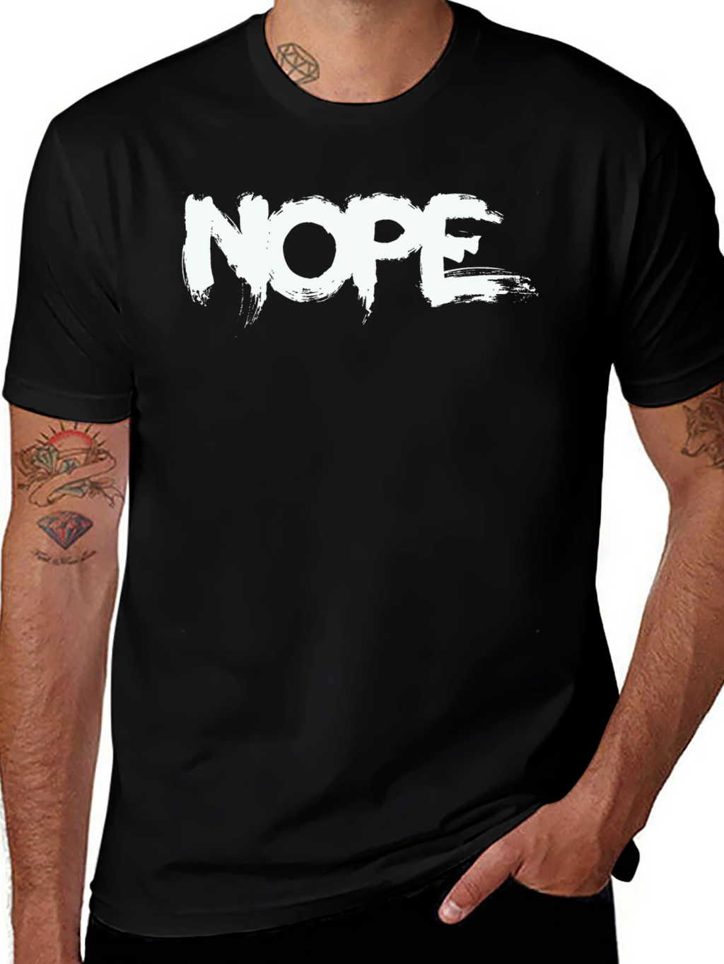 Nope Graphic T-Shirt - Casual Short Sleeve Tee