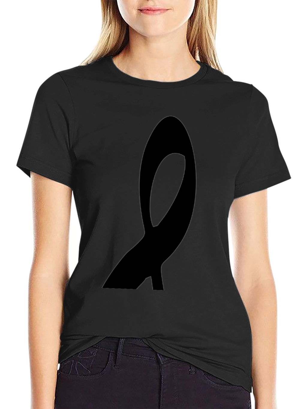 Black Ribbon Graphic Tee - Awareness Support T-Shirt