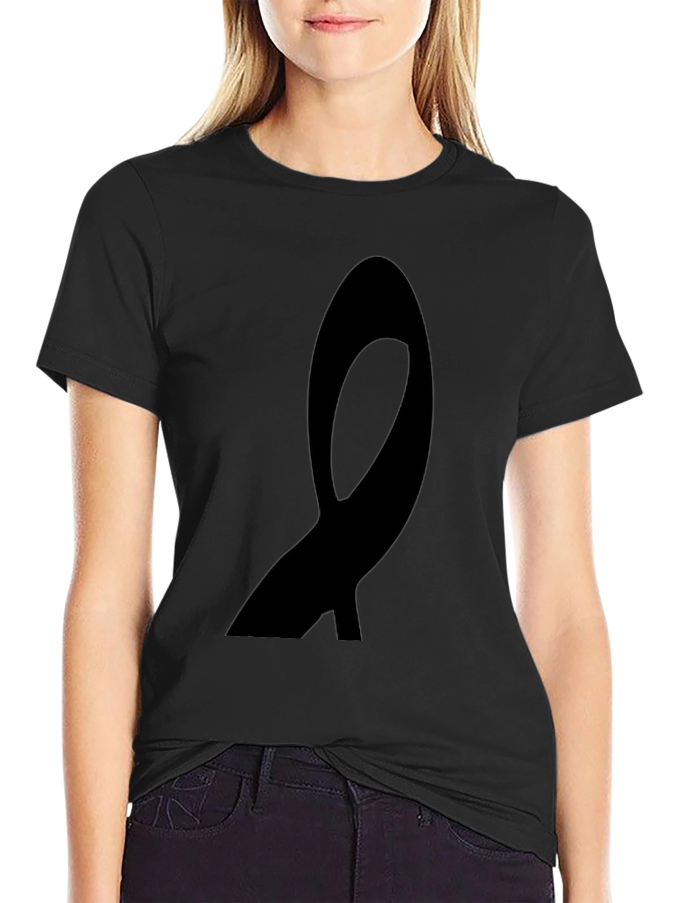 Black Ribbon Graphic Tee - Awareness Support T-Shirt