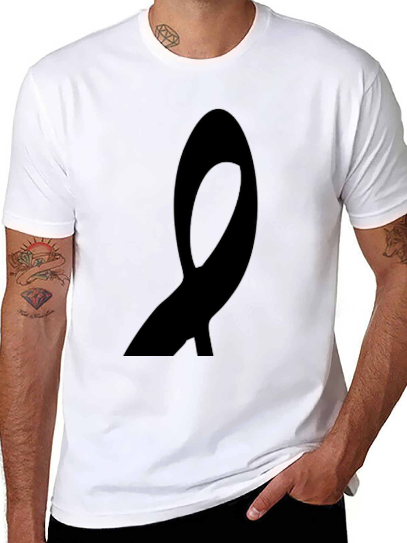 Black Ribbon Graphic Tee - Awareness Support T-Shirt